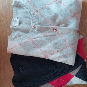 Bundle J Crew Vintage Argyle Cashmere Cardigan & Vest S